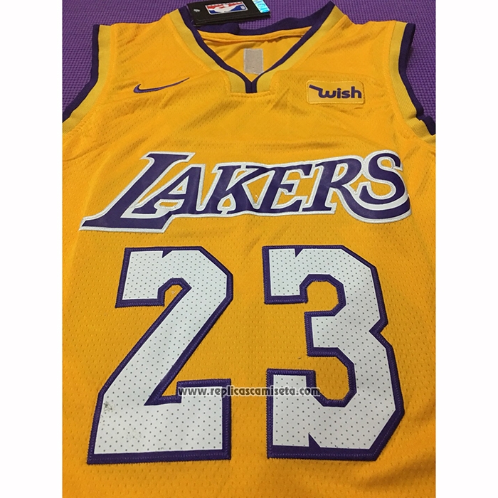 Camiseta Los Angeles Lakers Lebron James #23 Icon 2018 Amarillo